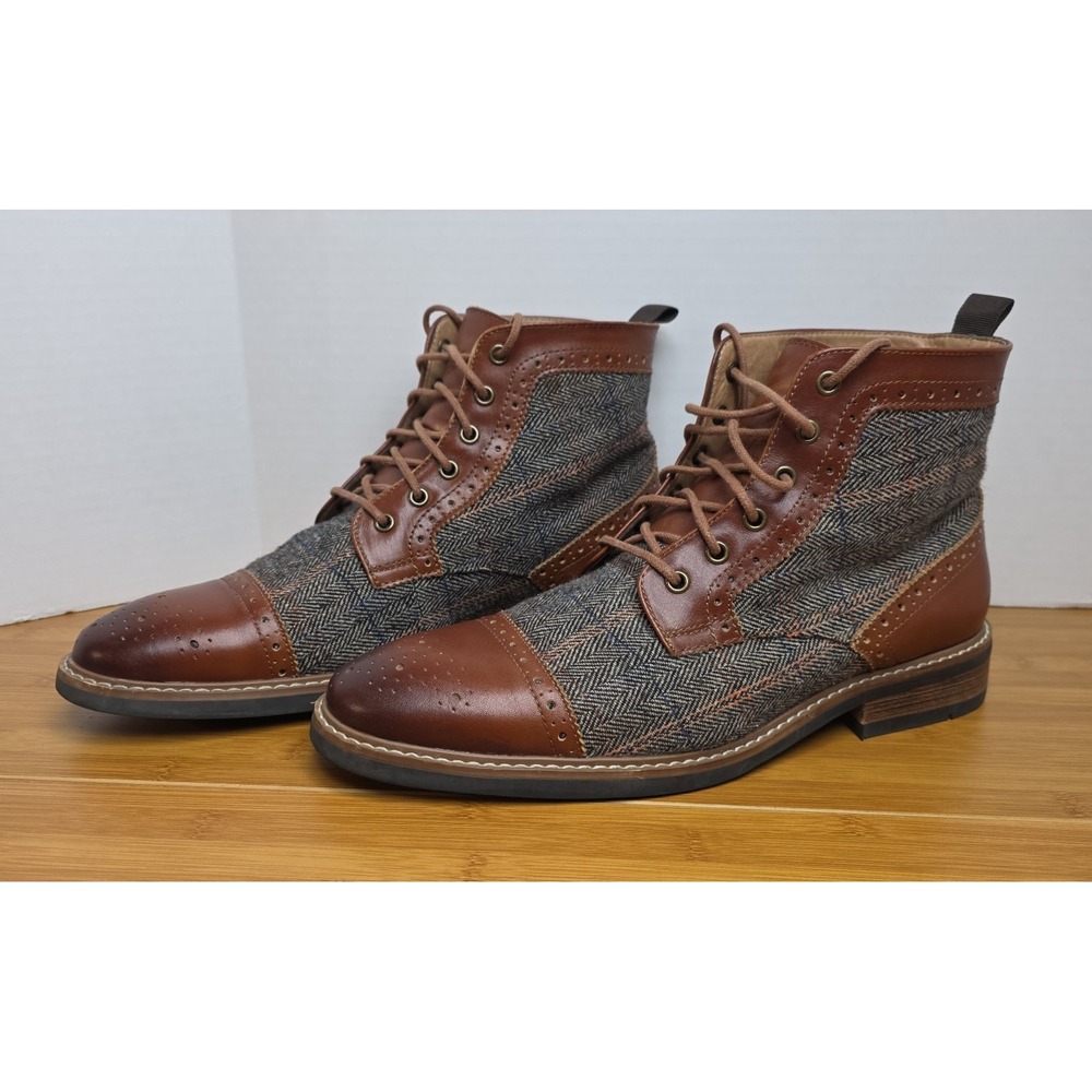 La Milano Ankle Oxford Cognac Leather Boots ELI II B521117K Men's Size 12